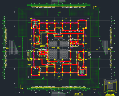 三层框架结构图书馆建筑施工图，图书馆CAD施工图纸下载