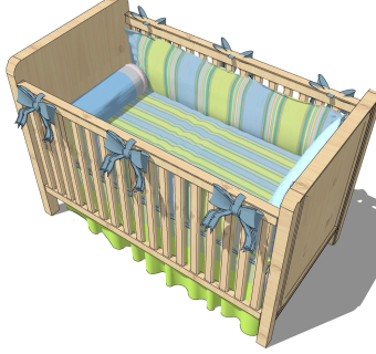 美式婴儿床草图大师模型，婴儿床skb文件下载