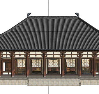 中式古建庙宇草图大师模型下载、古建庙宇su模型下载