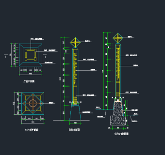 各式景观灯柱灯具石灯路灯CAD施工图66套，景观灯CAD图纸下载