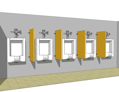 现代小便器草图大师模型，便器sketchup模型下载