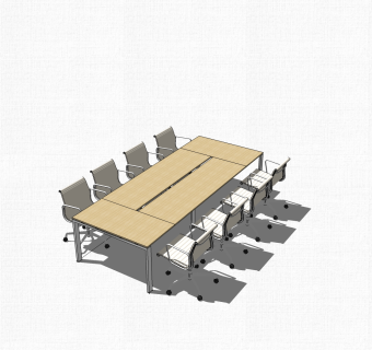 现代实木会议桌su模型，会议桌sketchup模型下载