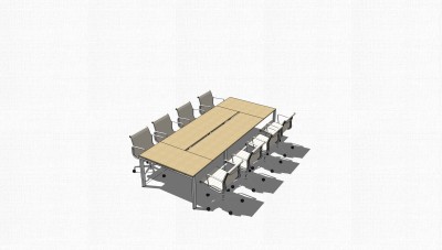 现代实木会议桌su模型，会议桌sketchup模型下载