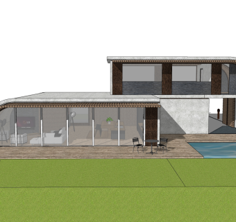 现代别墅草图大师模型下载，别墅SKP模型下载