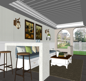  简欧客厅免费su模型草图大师文件下载