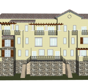 欧式别墅外观草图大师模型，别墅外观sketchup模型免费下载