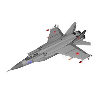 现代米格-31捕狐犬截击战斗机草图大师模型，战斗机su模型下载