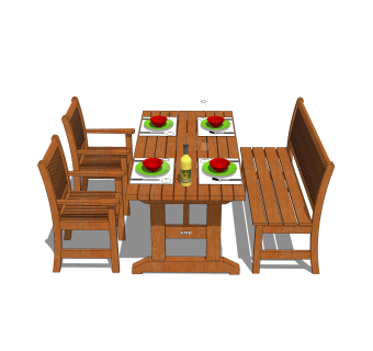 美式餐桌椅草图大师模型，餐桌椅skb文件下载