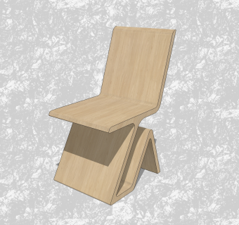 现代实木创意小座椅su模型，休闲椅草图大师模型下载