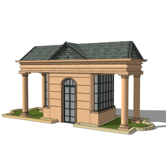 门卫亭草图大师模型， 门卫亭sketchup模型下载