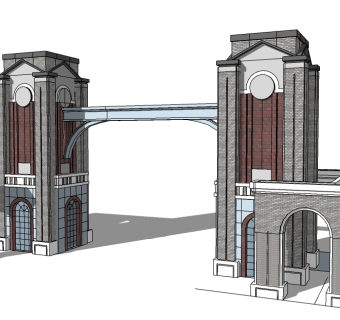 欧式入口大门草图大师模型下载，入口大门sketchup模型