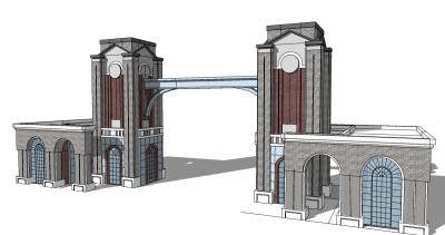 欧式入口大门草图大师模型下载，入口大门sketchup模型
