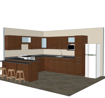 现代橱柜草图大师模型，橱柜sketchup模型