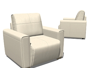 现代皮革单人沙发su模型，单人沙发sketchup模型下载