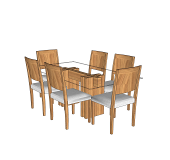 现代餐桌椅免费su模型，餐桌椅sketchup模型下载