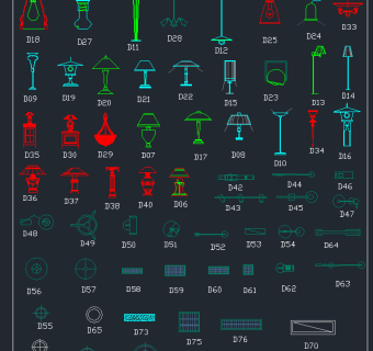 最新款灯具模块CAD图库，灯具模板CAD图纸下载