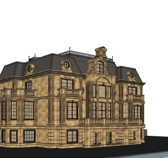 外国欧式别墅外观草图大师模型，SU模型免费下载