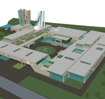 现代办公楼草图大师模型，办公楼sketchup模型免费下载