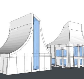 约恩·乌松设计尤森中心草图大师模型下载