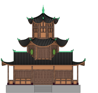 中式古建塔楼草图大师模型下载、古建塔楼su模型下载