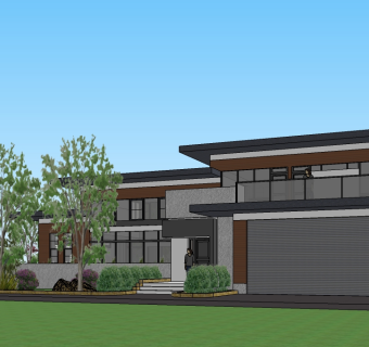 现代独栋别墅su模型下载，别墅草图大师模型分享