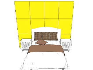 现代<em>简约双人床</em>草图大师模型，双人床SKP模型下载