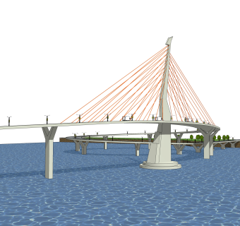 悬索桥设计草图大师模型下载，sketchup悬索桥su模型分享