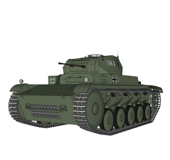 德国二号轻型喷火坦克su模型，坦克草图大师模型下载