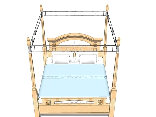 欧式双人床草图大师模型，双人床SKP模型下载