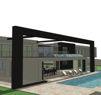 现代独栋别墅su模型免费下载，sketchup别墅草图大师模型