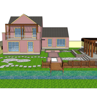 欧式别墅SU模型，别墅SKP模型下载