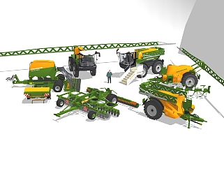 现代农业机械设备skb文件，农用机械草图大师模型下载