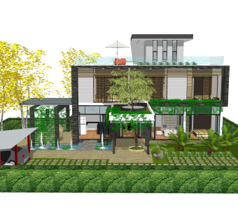 欧式别墅SU模型，别墅SKP模型下载