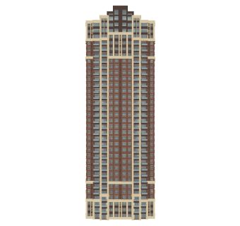 新古典高层住宅楼su模型下载，住宅楼草图大师模型
