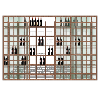 现代时尚酒柜酒架草图大师模型，酒柜su模型下载