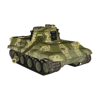 德国六号Tiger-II虎王重型坦克草图大师模型，虎王重型坦克sketchup模型下载