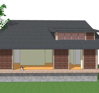 现代山村独栋别墅草图大师模型下载，独栋别墅sketchup模型