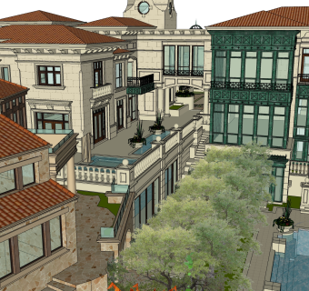 高级欧式别墅外观草图大师模型，SU模型免费下载