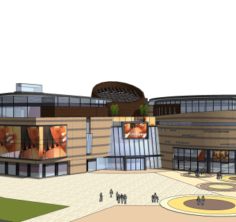 现代大型商场草图大师模型，商业综合体sketchup模型免费下载