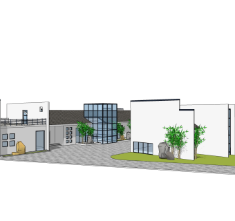新中式徽派建筑草图大师模型，古建民俗sketchup模型免费下载