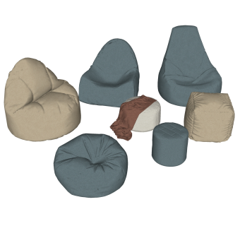 现代懒人沙发组合su模型，懒人沙发组合sketchup模型下载
