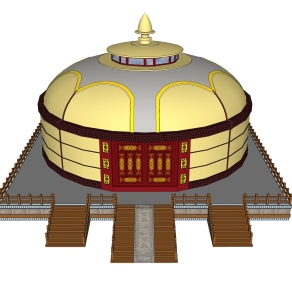 现代蒙古包sketchup模型，帐篷su模型下载