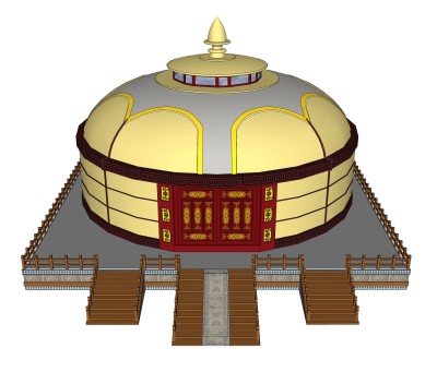 现代蒙古包sketchup模型，帐篷su模型下载