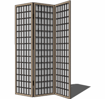 中式格栅屏风草图大师模型，格栅sketchup模型下载