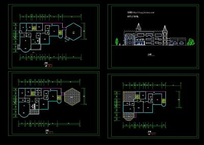 幼儿园cad建筑工程图纸，幼儿园平面立面图下载