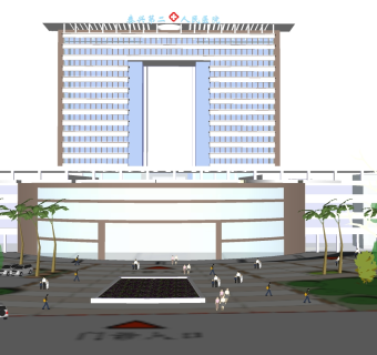现代人民医院草图大师模型，医院sketchup模型下载