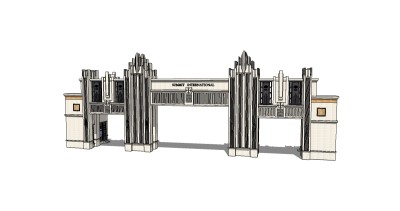 欧式入口大门skb模型分享，入口大门sketchup模型下载