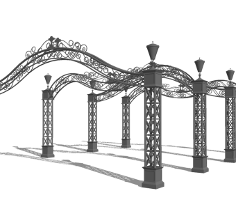 欧式铁艺花架草图大师模型，铁艺花架sketchup模型下载