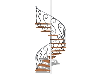 欧式铁艺螺旋楼梯草图大师模型，铁艺螺旋楼梯sketchup模型免费下载