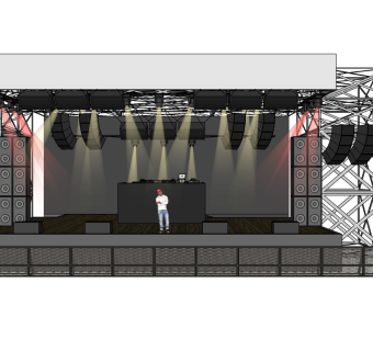 现代镜框式舞台草图大师模型，舞台skb模型分享